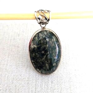Moss Agate Sterling Silver Pendant